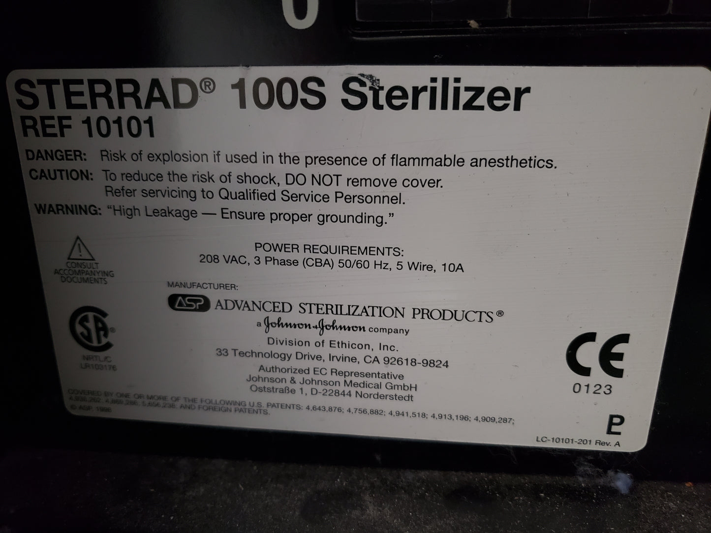 Johnson & Johnson ASP Sterrad 100S Plasma Sterilyzer 2002 Updated Refurbished