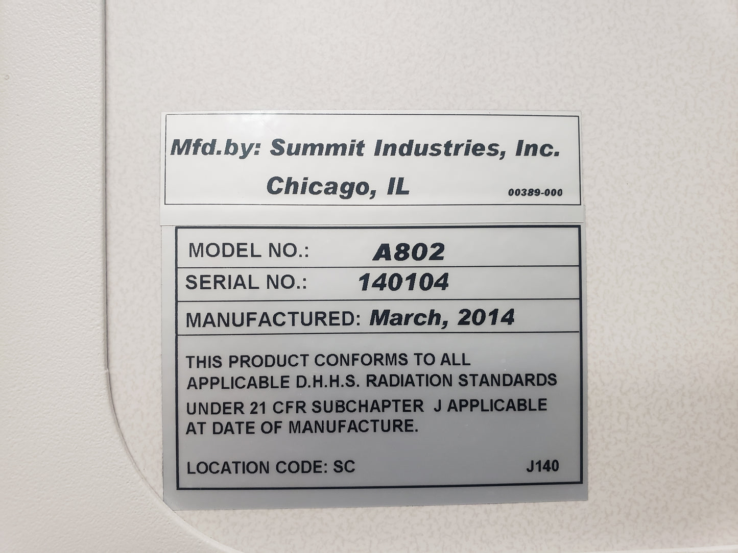 2014 SUMMIT - MEDLINK RAD-ROOM - Floor Stand with Toshiba Tube