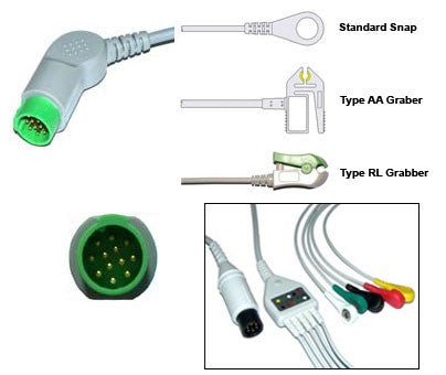 Kontron 7000 7135 K2000 Kaat Ecg Cable With Leads