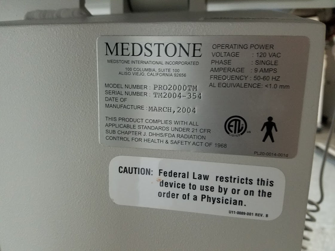 MEDSTONE PRO 2000 TM Three Movemet Motorize Table FLUOROSCOPY - C-ARM - IMAGING TABLE