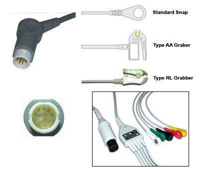 Philips 12 Pin Ecg Cable With Leads