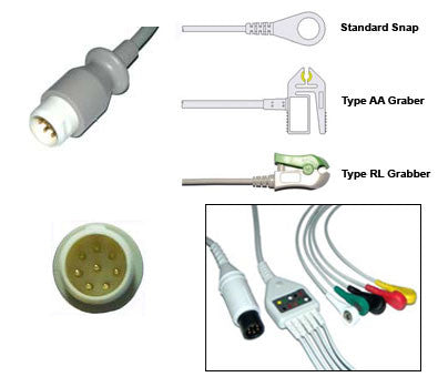 Philips 8 Pin Ecg Cable With Leads