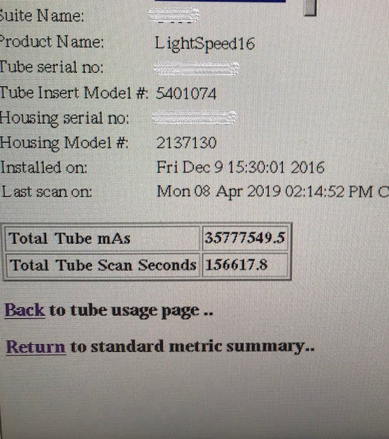 2004 GE Lightspeed RT 16 CT with 2016 Performix Tube